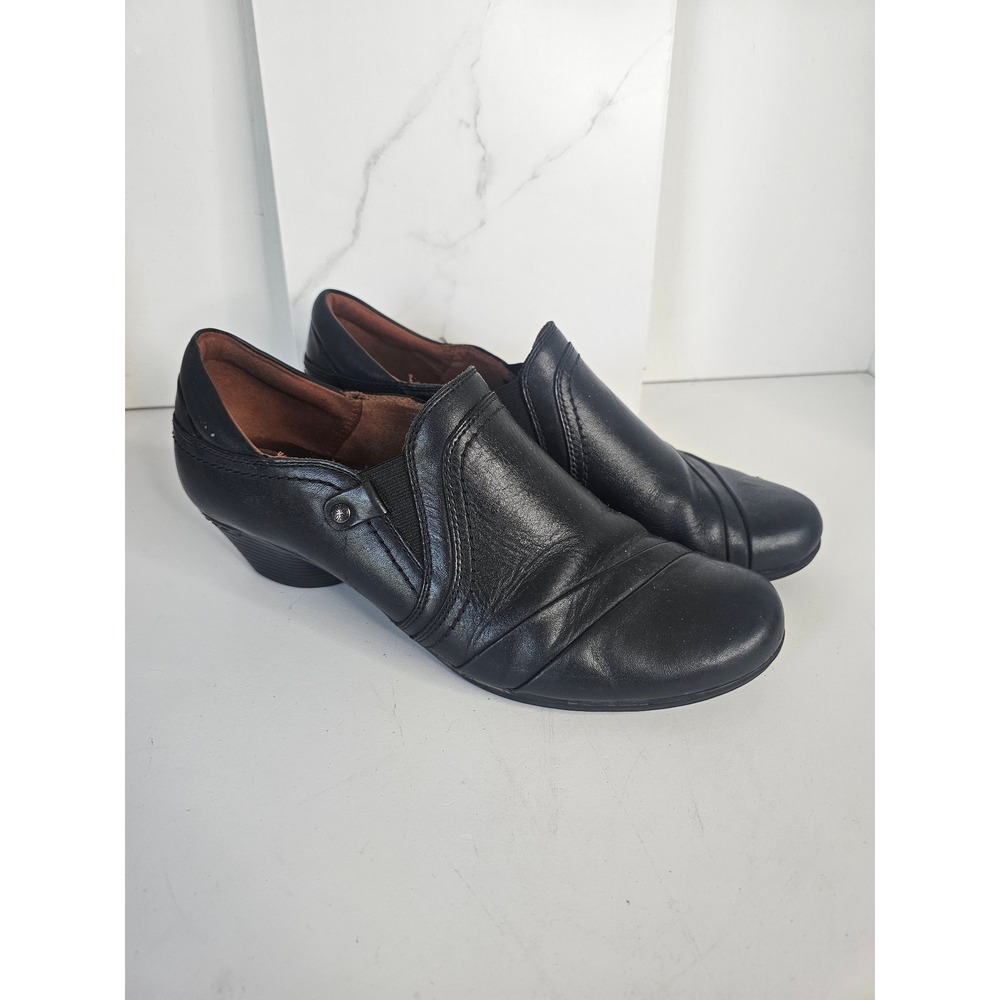 Rockport Cobb Hill Black Leather Slip On Wedge Loafers Laurel Womens Size 10‎ M